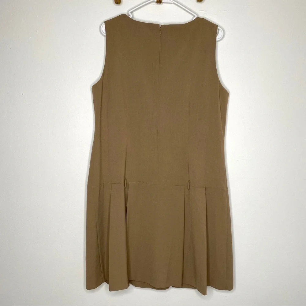 Calvin Klein Tan/ Camel Brown Pleated Dress - Picture 4 of 6
